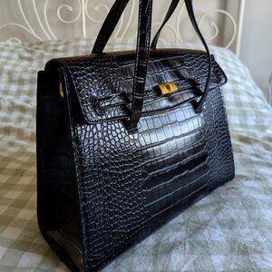 Black Crock Effect Handbag